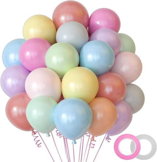 NACHLYNN 60 pcs Party Latex Balloons 12 inches Pastel Rainbow Birthday Balloons for Birthday Baby Shower Wedding Rainbow P...