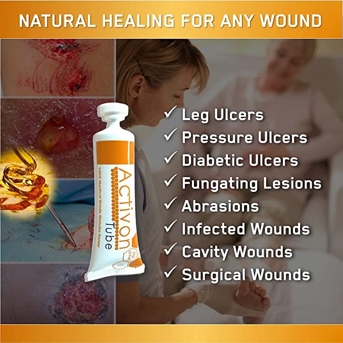 ActivOn Medical Grade 100 percent Manuka Honey Gel Tube Natural Healing of Wounds,1 Ounce (Pack of 1)