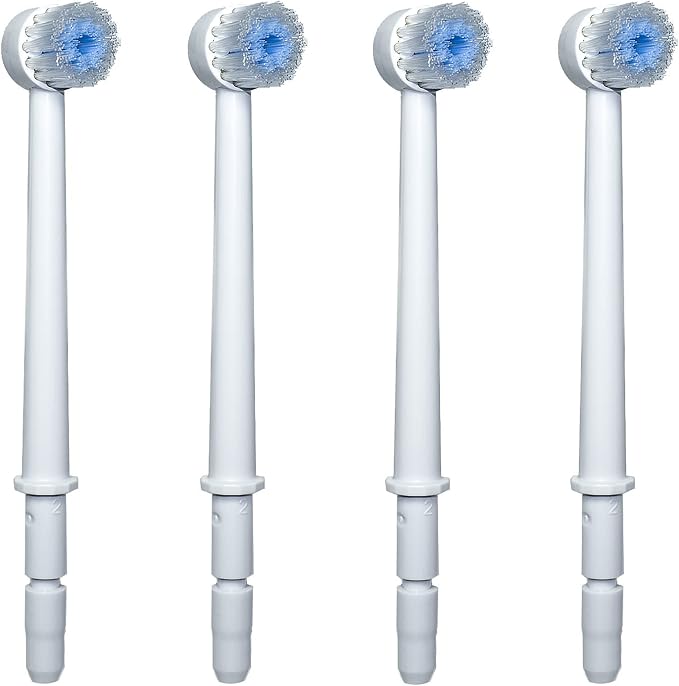 TB100E Replacement Toothbrush Tips 4-Pack Compatible with Waterpik Dental Water Jet Generic Toothbrush Heads for Waterpik Flossers and Brush Flosser Head