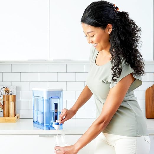 Culligan ZeroWater 22-Cup Ready-Read 5-Stage Water Filter Dispenser with 5-Stage 0 TDS Water Filter – IAPMO Certified to Reduce Lead, Chromium, and PFOA/PFOS