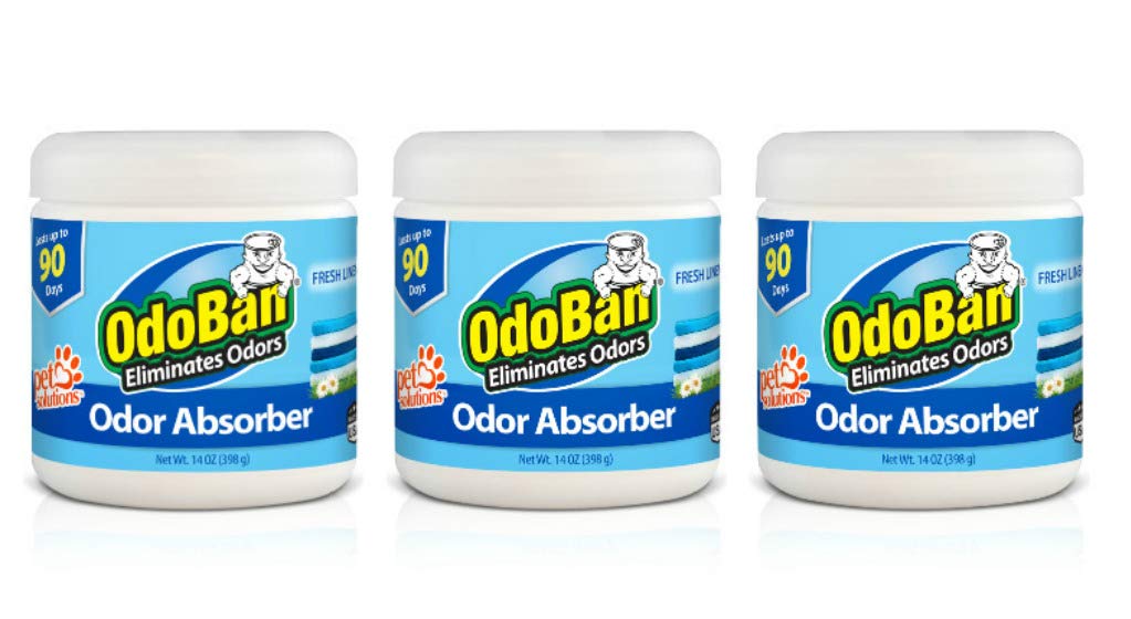 OdoBan Solid Odor Absorber Eliminator for Home and Small Spaces, Fresh Linen Scent, 14 Ounces Each, 3-Pack