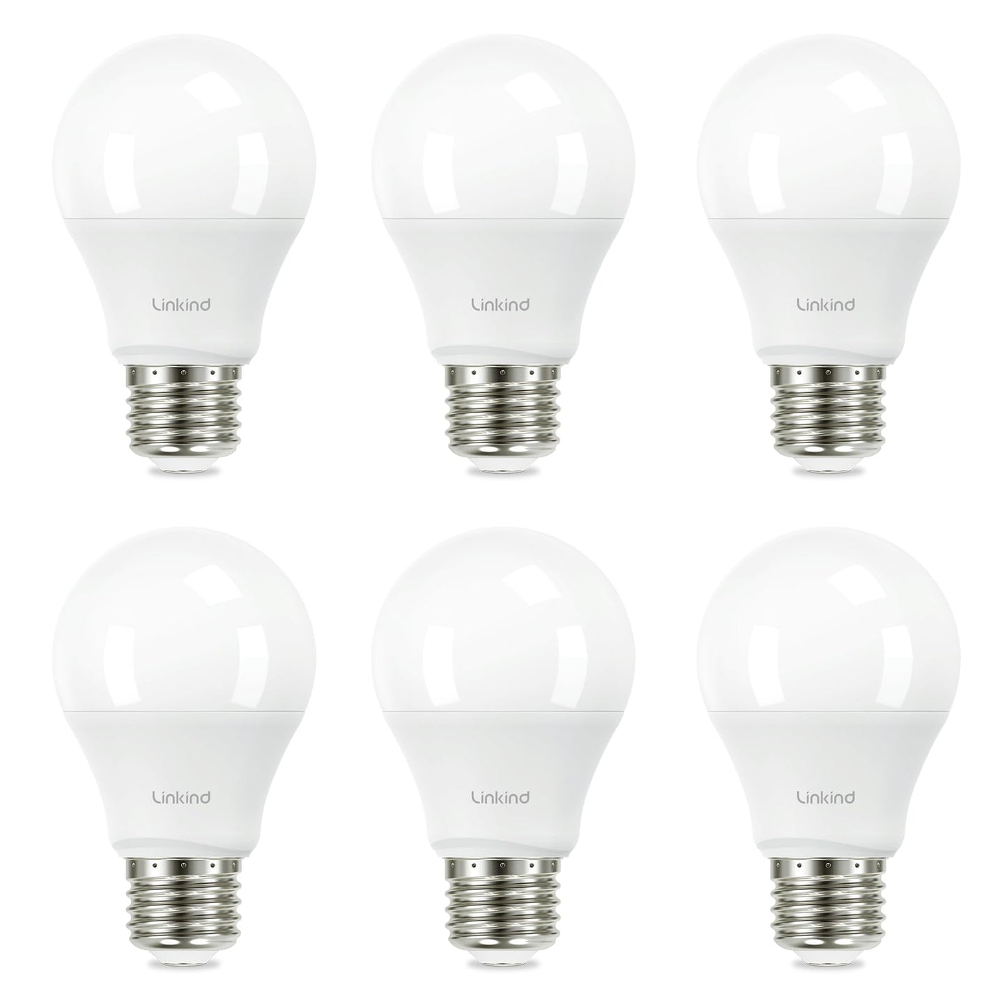 Linkind A19 LED Light Bulb, 60W Equivalent, 9W, 5000K Daylight, 840 Lumens, Non-Dimmable, E26 Base, 6