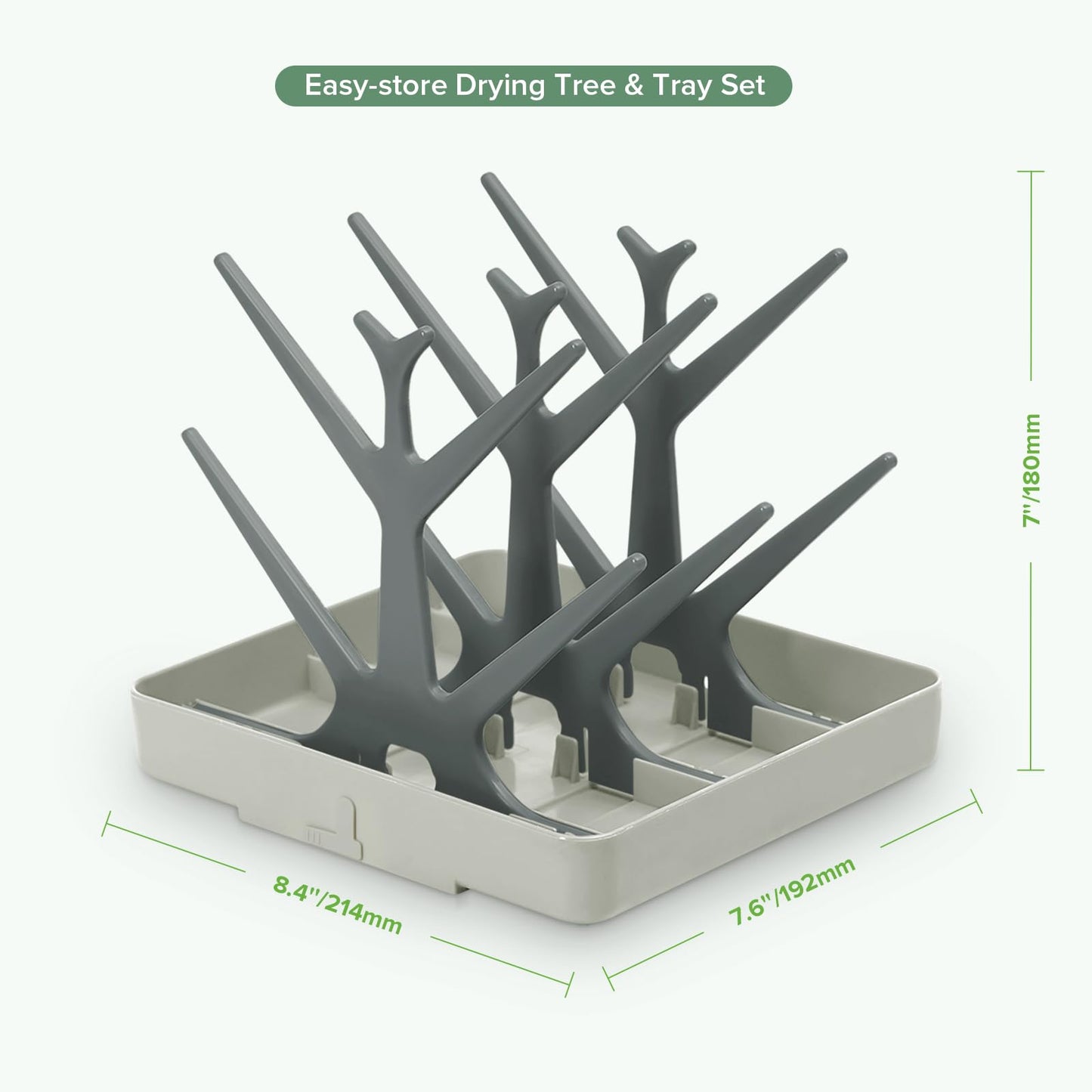 haakaa Baby Bottle Drying Rack, Space Saving Bottle Drying Tree for Bottles/Pump Parts/Pacifiers and Other Baby Essentials, Easy-Store Dryer Rack Great for Home & Travel, BPA Free (Slate Grey)