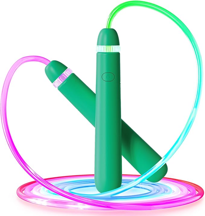 LED Light Up Jump Rope for Kids and Adult, Adjustable Glowing Skipping Rope for Boys and Girls, Colorful Luminous Jumping ...