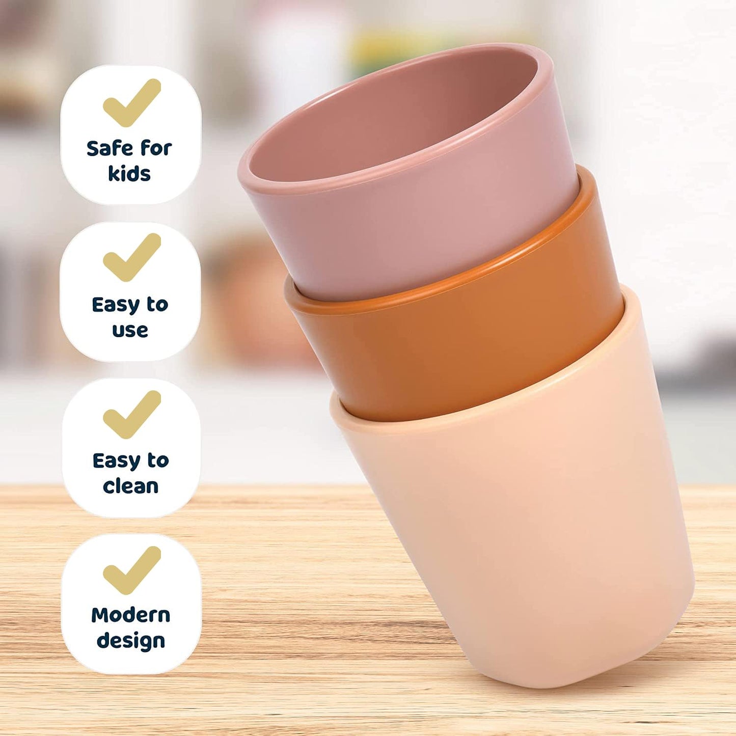 Tiny Twinkle Tableware 3 Pack Cups Set - BPA-Free For Kids and Toddlers - Polypropylene Plastic Tumblers (Sand, Cinnamon, Taupe) Cup