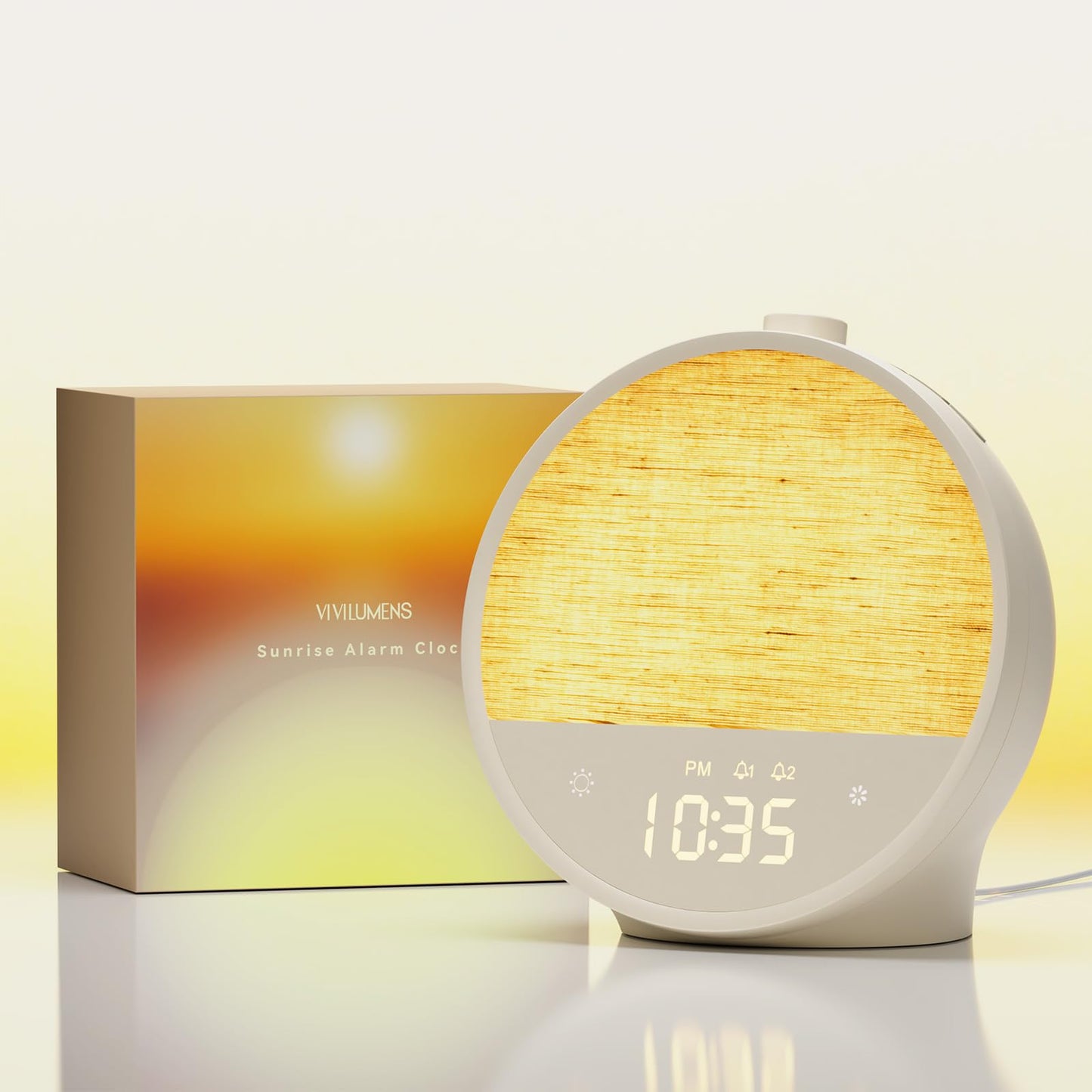Vivilumens Sunrise Alarm Clock, Gentle Wake-Up Light & Sound Machine, Dual Alarms for Heavy Sleepers Adults, Natural Sounds, RGB Mood Light, Dimmable Bedside Night Lamp Ideal for Bedroom & Gifts