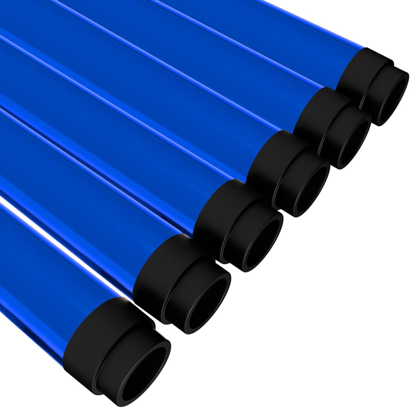 Kastlite T8 Led/Fluorescent Light Tube Guard With End Caps - 46-3/8 Lamp Diffuser Covers & Safety Sleeves  Royal Blue Protective Plastic Bulb Replacement Covering  Overhead Lighting Accessory  6 Pack