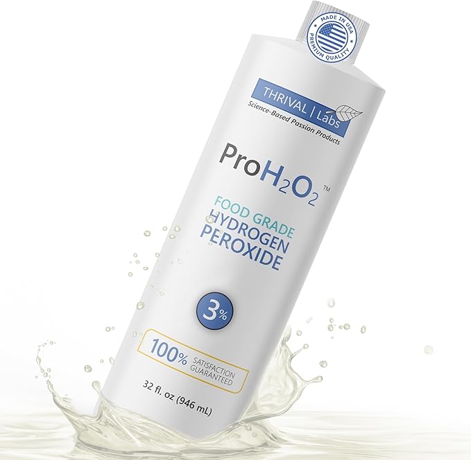 ProH2O2 3% Food Grade Hydrogen Peroxide – Natural Cleaner & Disinfectant – Suitable for Household Use – Ideal for Cleaning, Sanitizing & Gargle – 32 fl oz (Refill)