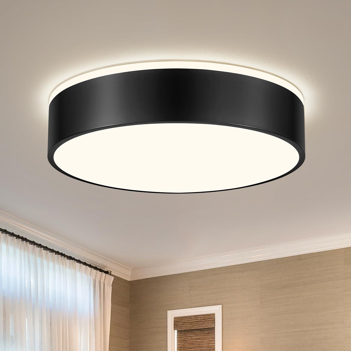 VIOLOEMI Dimmable Black LED Ceiling Light Fixture, 5CCT 2700 K-6000 K Modern Flush Mount Ceiling Light, Round Minimalist Lightin
