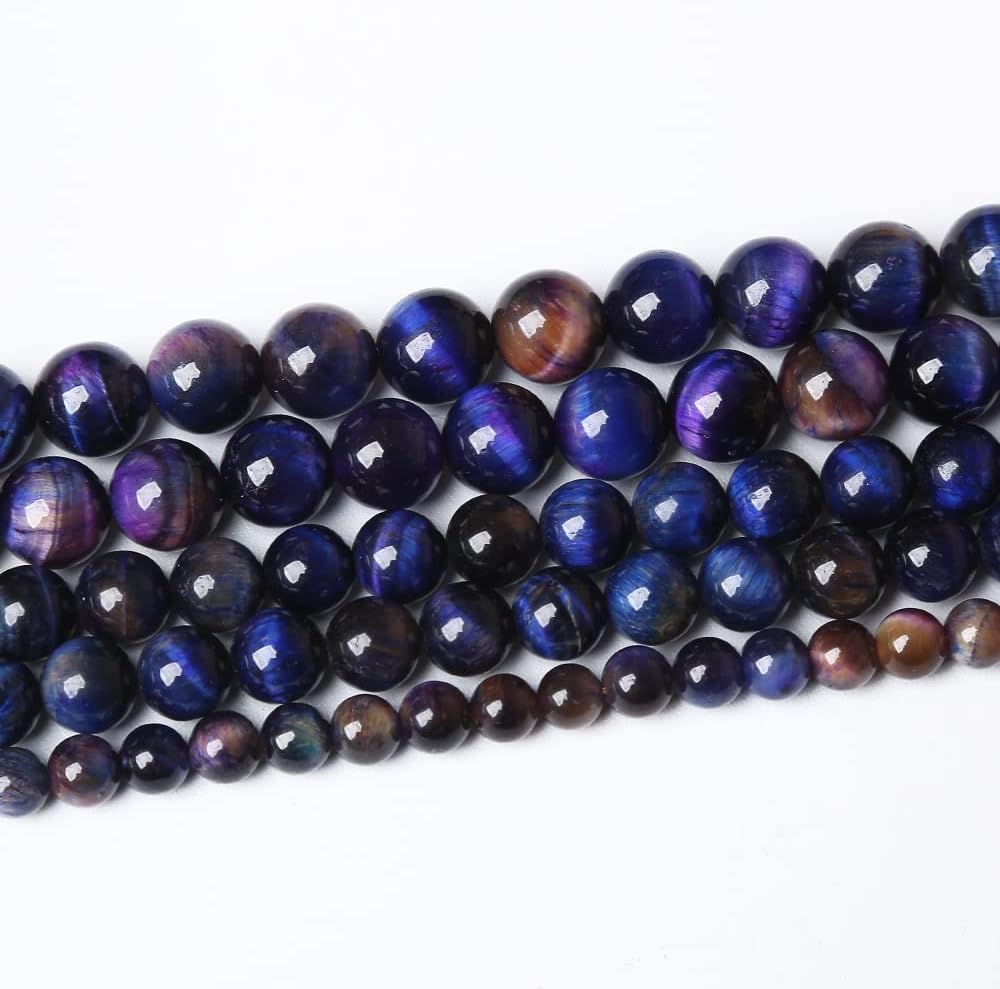 72PCS 10mm AAA Natural Tiger Eye Stone Beads Gemstone Round Spacer Loose Beads for Jewelry Making DIY Bracelet,Necklace, Earrings 2 Strand 32"