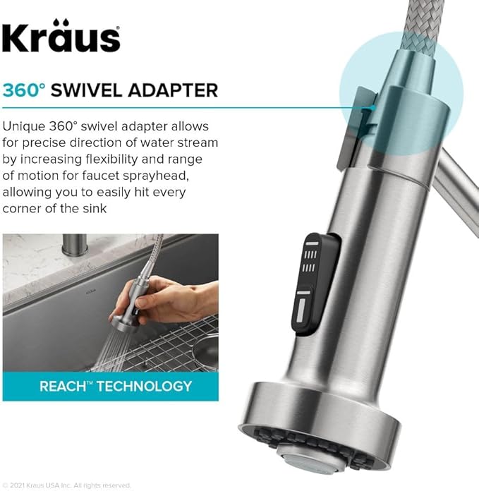 Kraus KFF-1610SFACB Bolden 2-in-1 Commercial Style Pull-Down Single Handle Filter Kitchen Faucet for Reverse Osmosis or Water Filtration System, Spot Free Antique Champagne Bronze