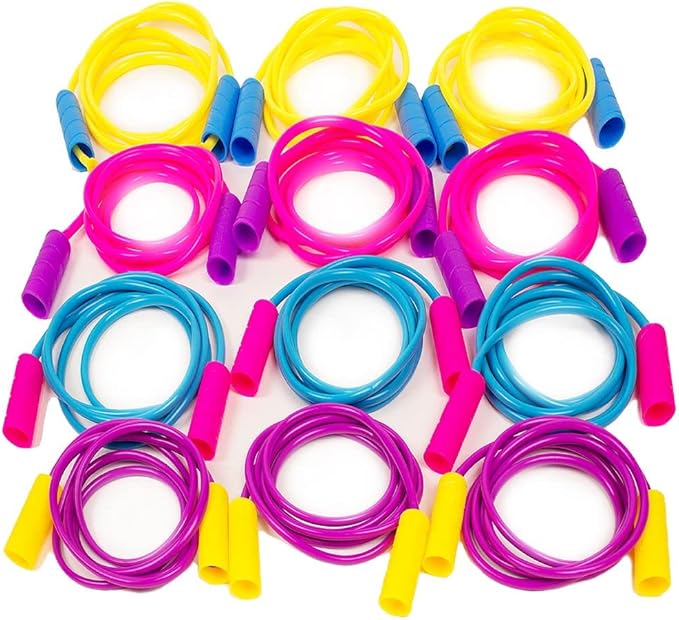 Boley Kids Jump Rope Set - 12 Pack, 7ft Durable Skipping Ropes with Non-Slip Handles for Boys & Girls, Fun Outdoor Activit...
