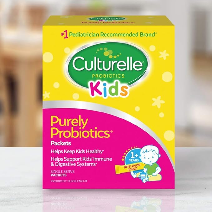 Culturelle Kids Purely Probiotics Packets Daily Supplement, Helps Support Kids’ Immune and Digestive Systems, #1 Pediatrician Recommended Brand, Ages 1+, 50 Count