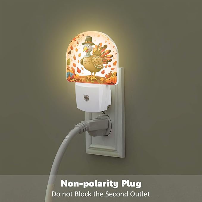 Cute Cartoon Turkey Night Light for Kids,Thanksgiving Day Fall Autumn Night Light Plug in with Dusk to Dawn Sensor,0.5w Energy Saving Nightlight for Hallway Stairway Kitchen Bedroom