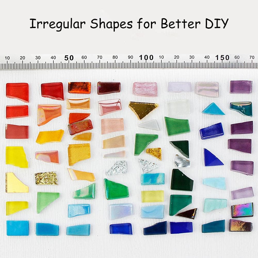 1.1lb Irregular Crystal Mosaic Tiles,Small Mosaic Tile DIY Hobbies Children Handmade Crystal Craft for Crafts Bulk DIY Picture Frames Handmade Jewelry Coaster (Brown Series)