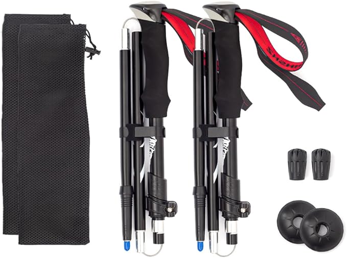 2Ps Trekking Poles, Collapsible Hiking Sticks with Tip Kits Suitable for Various Terrains, Lightweight Aircraft-Grade Alum...