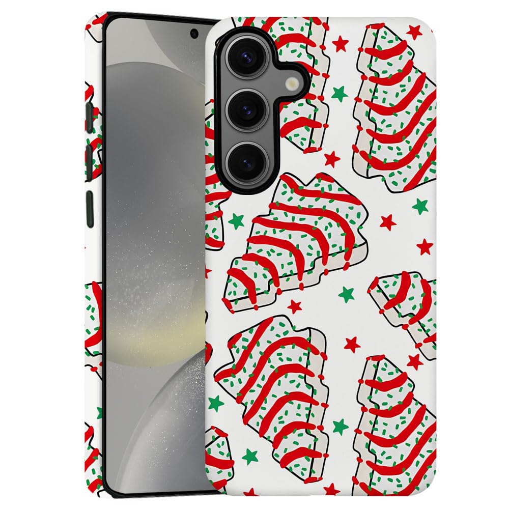 Case Compatible with Samsung Galaxy S24 FE - Hybrid Durable Shockproof Phone Cover,Cases for Woman Girl - Christmas Tree Red