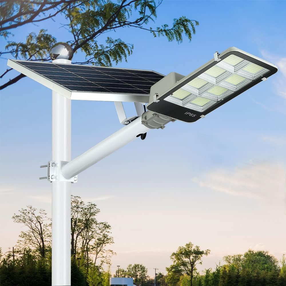 Dengmall 8000W Led Solar Street Lights Outdoor  Dusk To Dawn Security Flood Light With Remote Control  Wireless  Waterproof  Perfect For Yard  Parking Lot  Street  Garden And Garage
