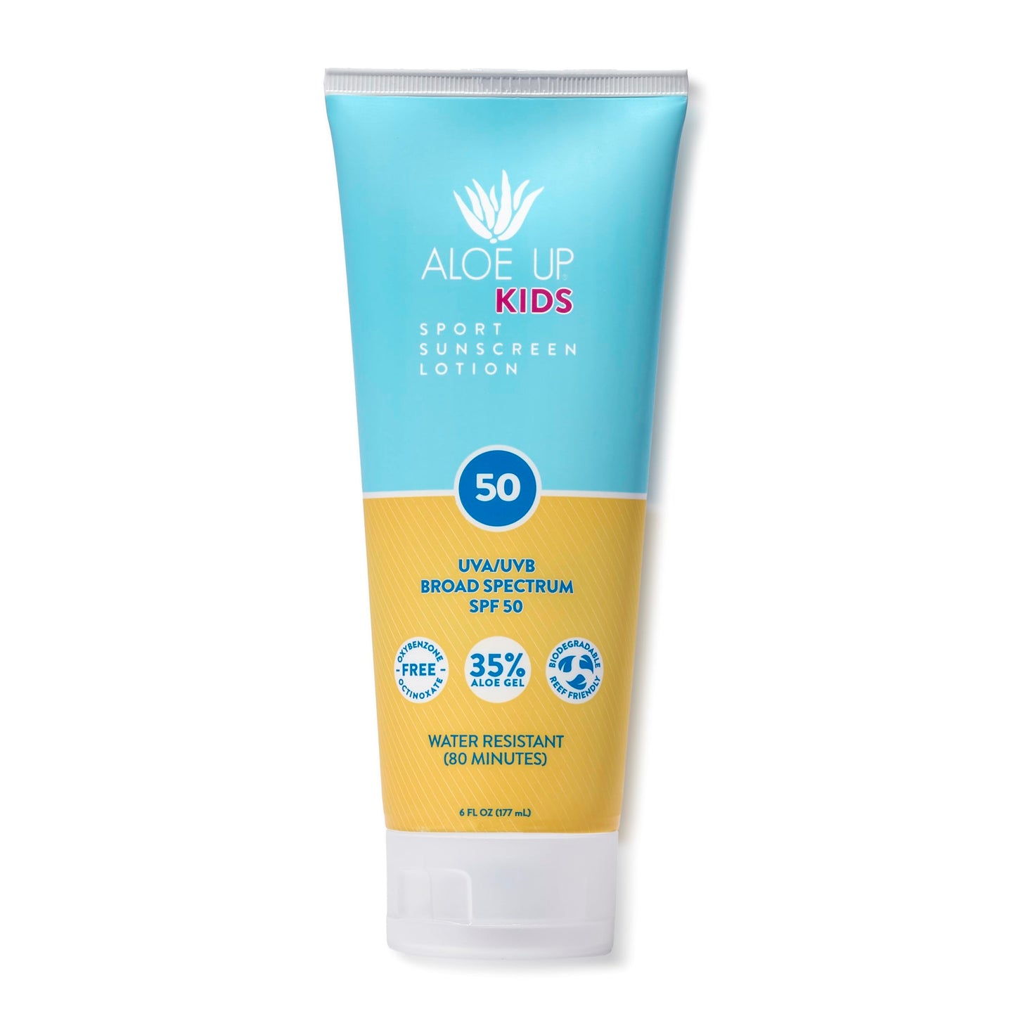 Aloe Up Kids Sport Sunscreen Lotion SPF 50 - Broad Spectrum Sheer Face and Body Sunscreen Protector for Sensitive Skin - With Al