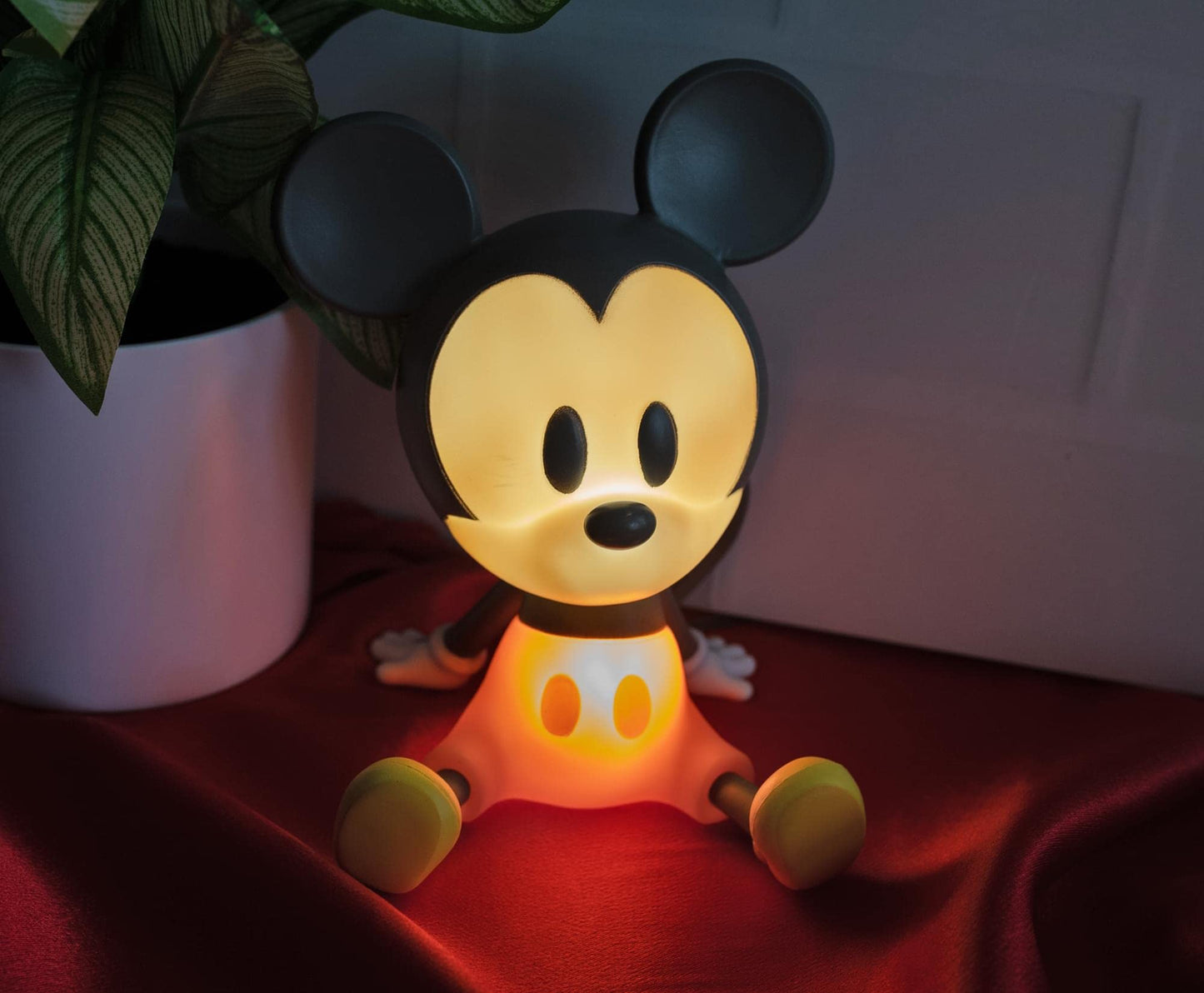 Disney Mickey Mouse Figural Mood Light Lamp | LED Nightstand Table Lamp | 6 Inches Tall | Wood, Porcelain, Metal