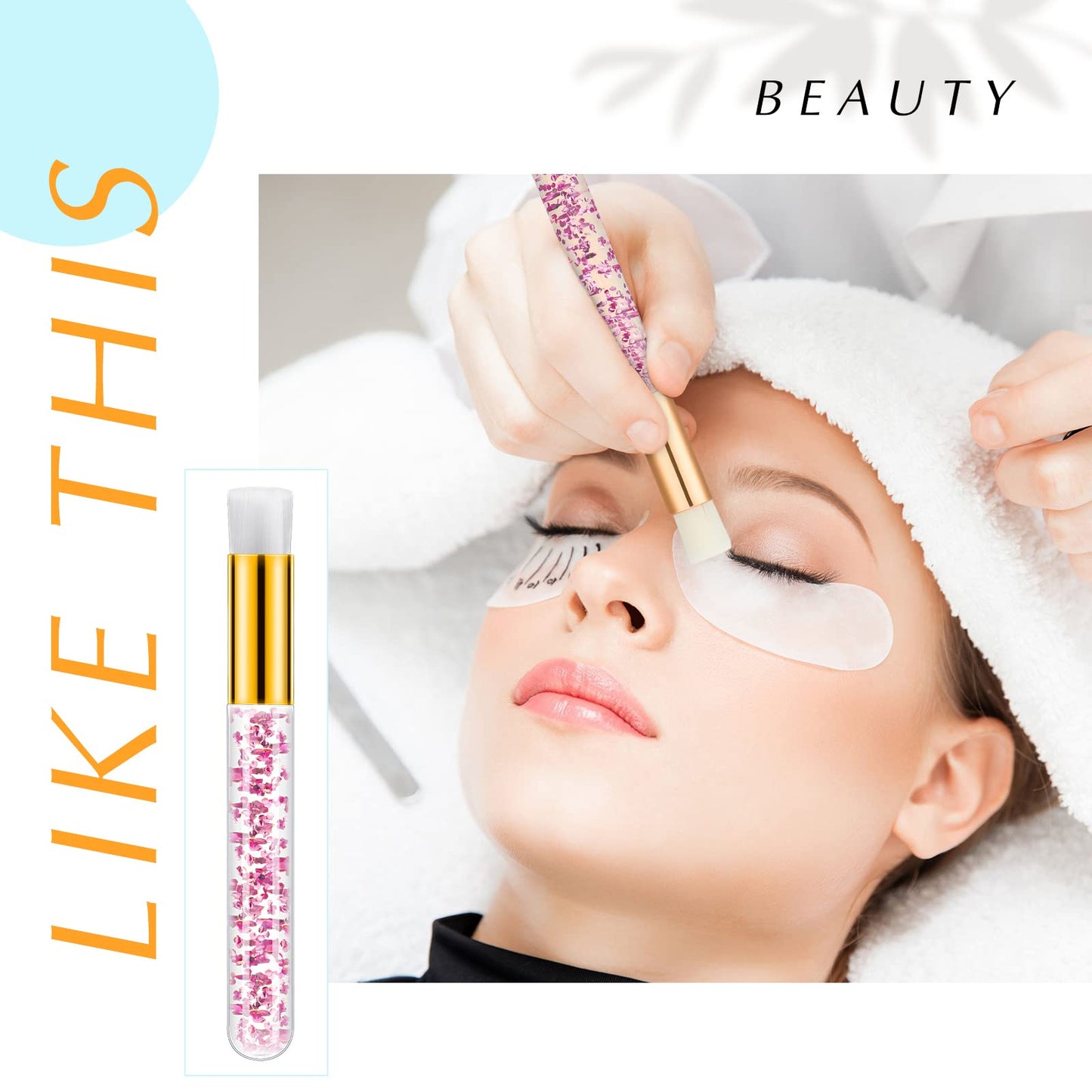 80 Pcs Lash Shampoo Brushes with Container Pink Eyelash Cleaning Bulk Glitter Eyelash Extension Cleansing Crystal Facial Cosmeti