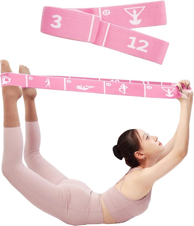 Xensamy Yoga Strap with 10/12 Loops - Multi-Functional Stretch Band for Pilates, Dance, Gymnastics, Physical Therapy, Flex...