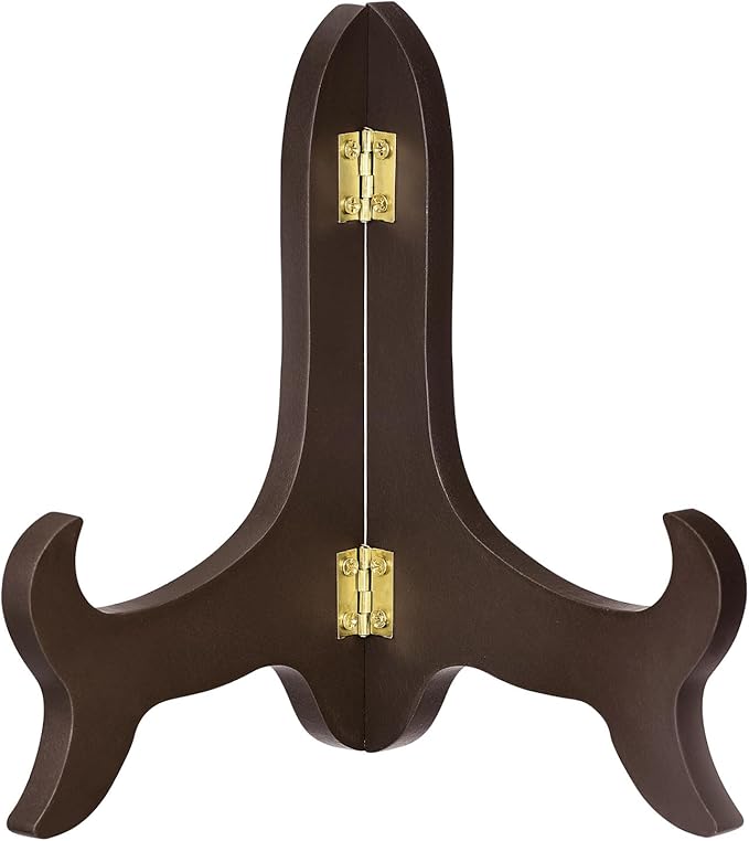 uxcell 6" Easel Plate Holder, Wooden Folding Display Stand Brown for Decorative Picture Frame