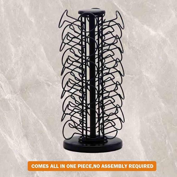 40pods K Cup Holders, K Cup Carousel, Coffee Pods Holder Storage Organizer Stand,Comes All in One Piece,No Assembly Required,1 Count,Black (Holds 40 Pods/Heavy Duty Base, Matte Black)