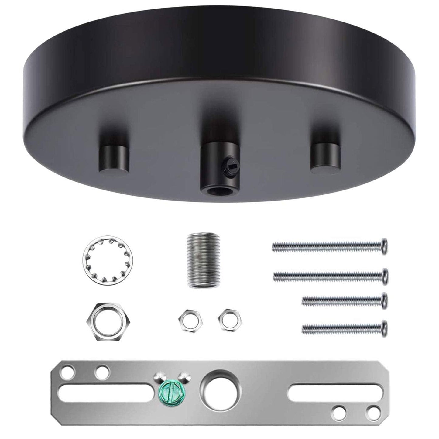 Canomo Ceiling Lighting Canopy Kit, Black Metal Pendant Light Plate Cover, 5.125 Inch, Includes Mounting Hardware