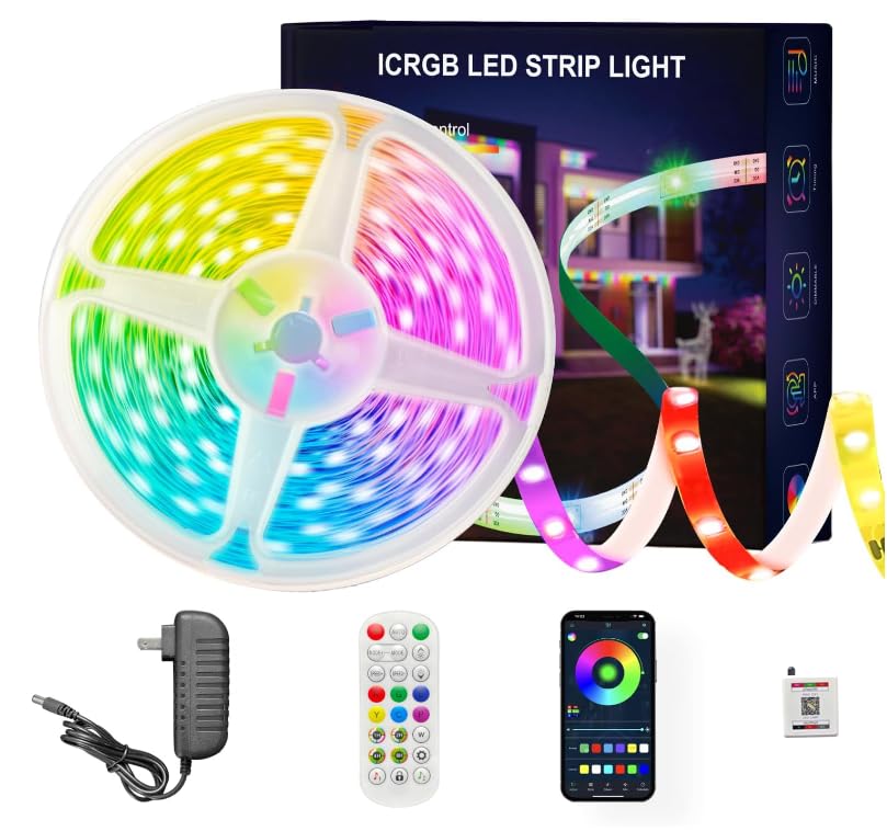 ATHONO LED Strip Lights 165ft, Multicolor, Music Sync, Remote App Control, PVC, Model YadingLBHC50M