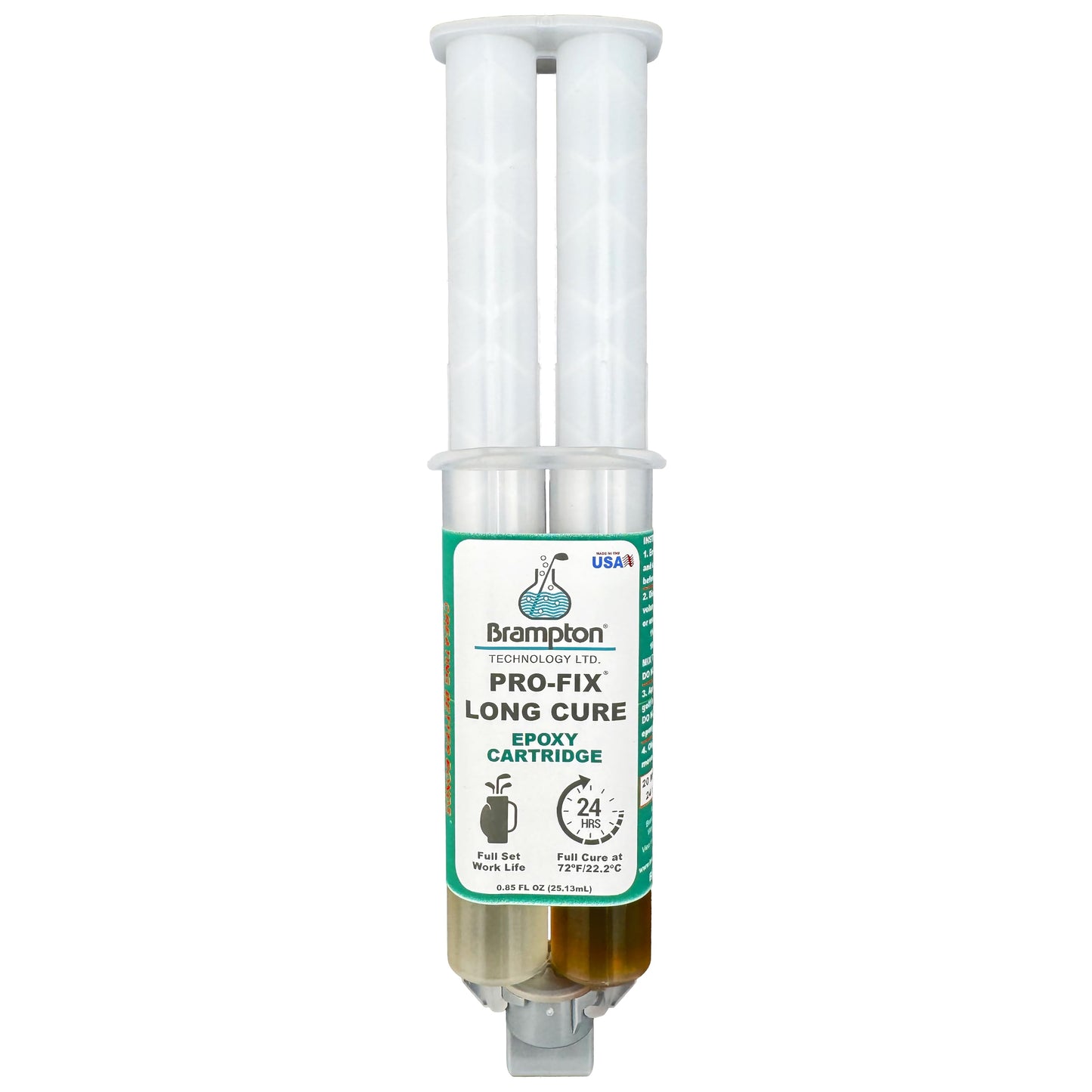 Brampton PRO-FIX Long Cure Golf Epoxy - Full Set Work Life - Extra Strength - Golf Epoxy for All Golf Shafts, Golf Heads, Drivers, Putters, and Irons - Engineered for The Golf Industry (0.85oz)