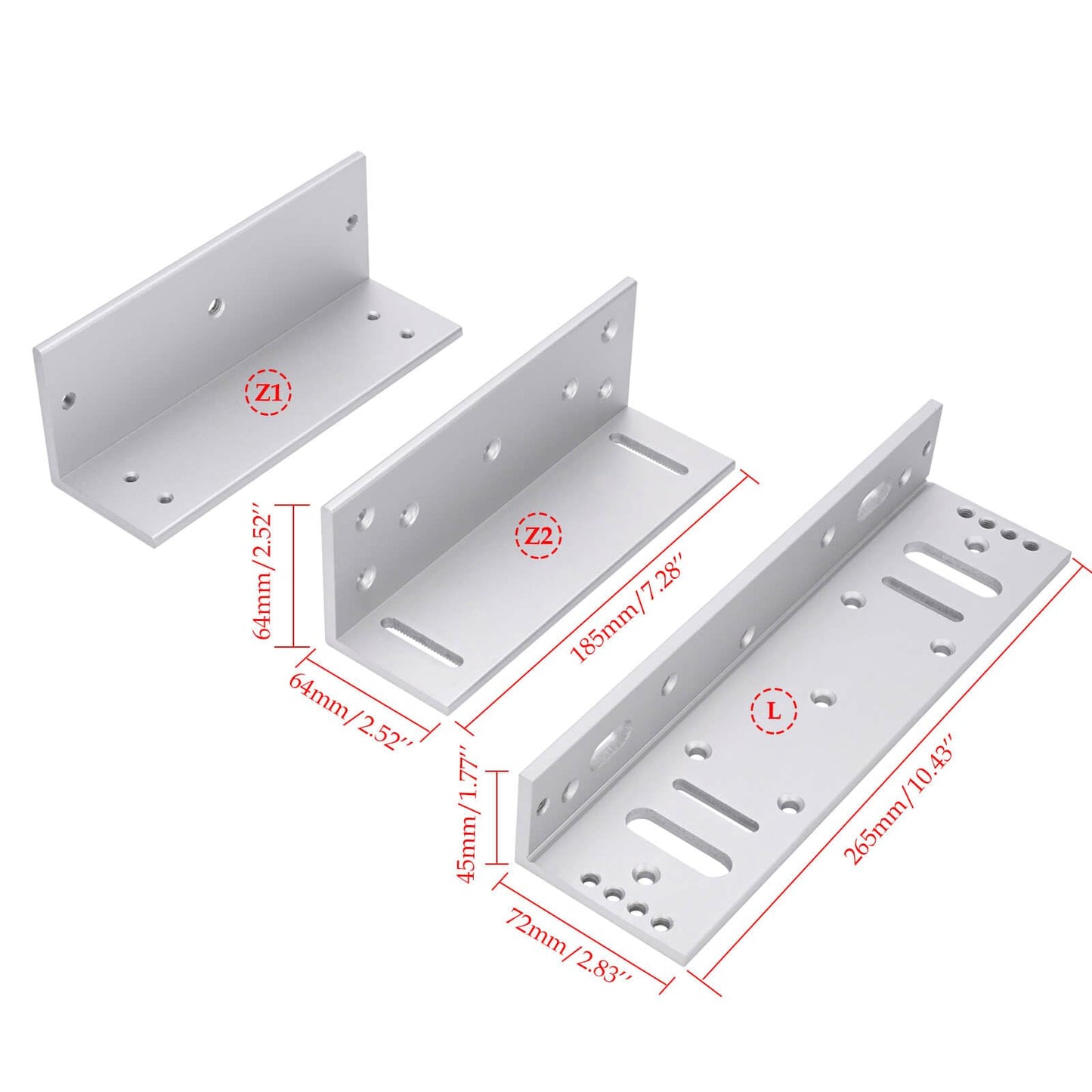 Electric Magnetic Door Lock with Z and L Bracket Outdoor Waterproof 500KG 1200lb Holding Force Electromagnet Lock 12V DC Fail Safe NC Mode for Access Control System