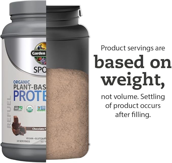Organic Vegan Chocolate Protein Powder with Probiotics, BCAAs, 30g Plant Protein, NSF Certified, Gluten Free & Sport, Non GMO, Garden of Life Sport Protein Powder - 19 Servings