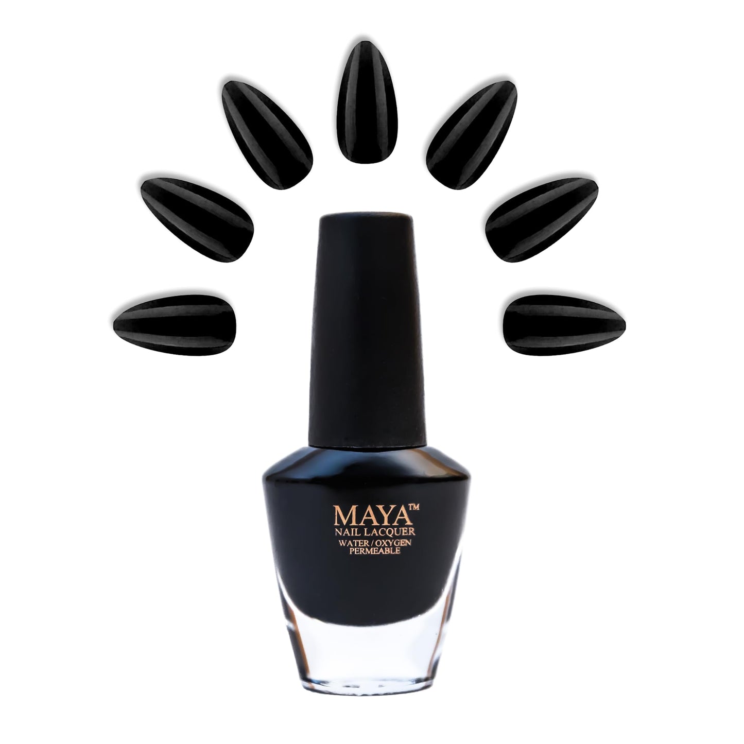 MAYA Black Gel Nail Polish - Quick Dry, Non-Toxic, Breathable & Cruelty-Free Nail Art DIY Manicure, Certified Halal Nail Kit - 0