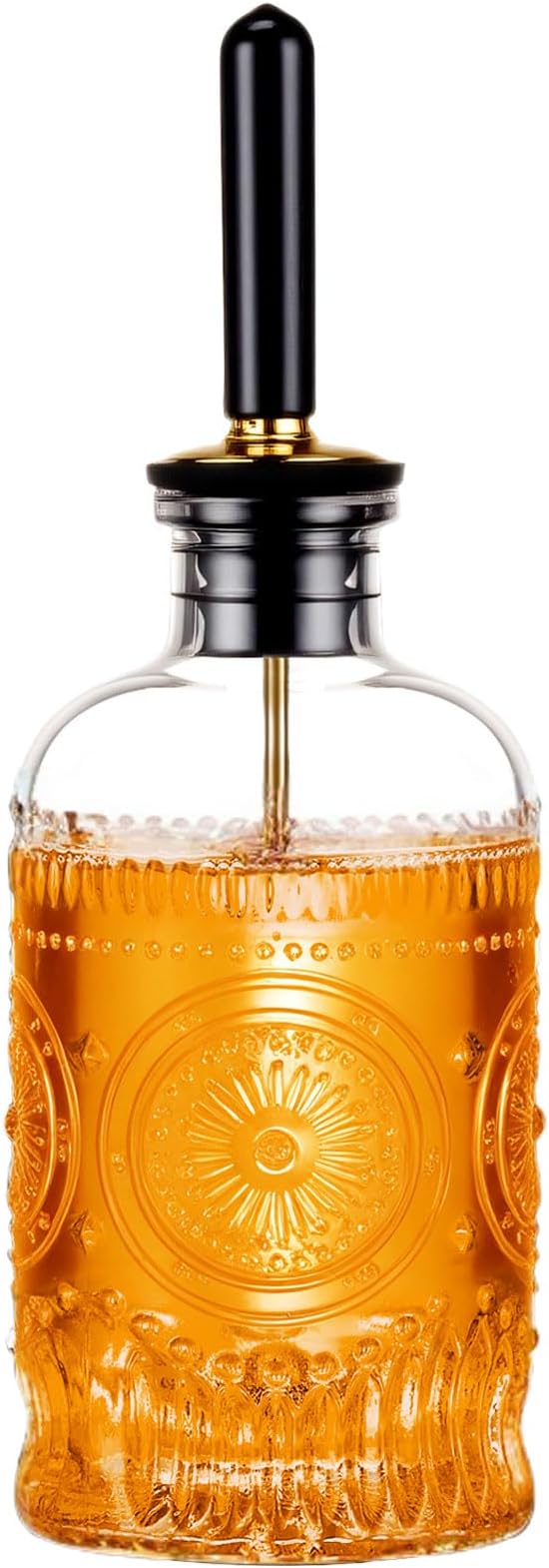1pcs Glass Coffee Syrup Dispenser Bottles 7 OZ, Simple Syrup Bottles with Metal Pour Spout, Syrup Dispenser for Coffee Bar Accessories for Maple Honey Syrup Oil and Sauces