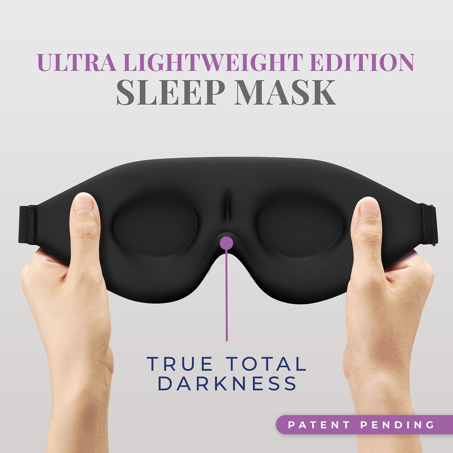 SmartRest Sleep Mask [2 Pack] - Eye Mask for Sleeping - Ultra Lightweight for Side Sleepers, Contoured, 100% Blackout Sleeping Masks for Women and Men, Blindfold and Eye Covers - S1 Black