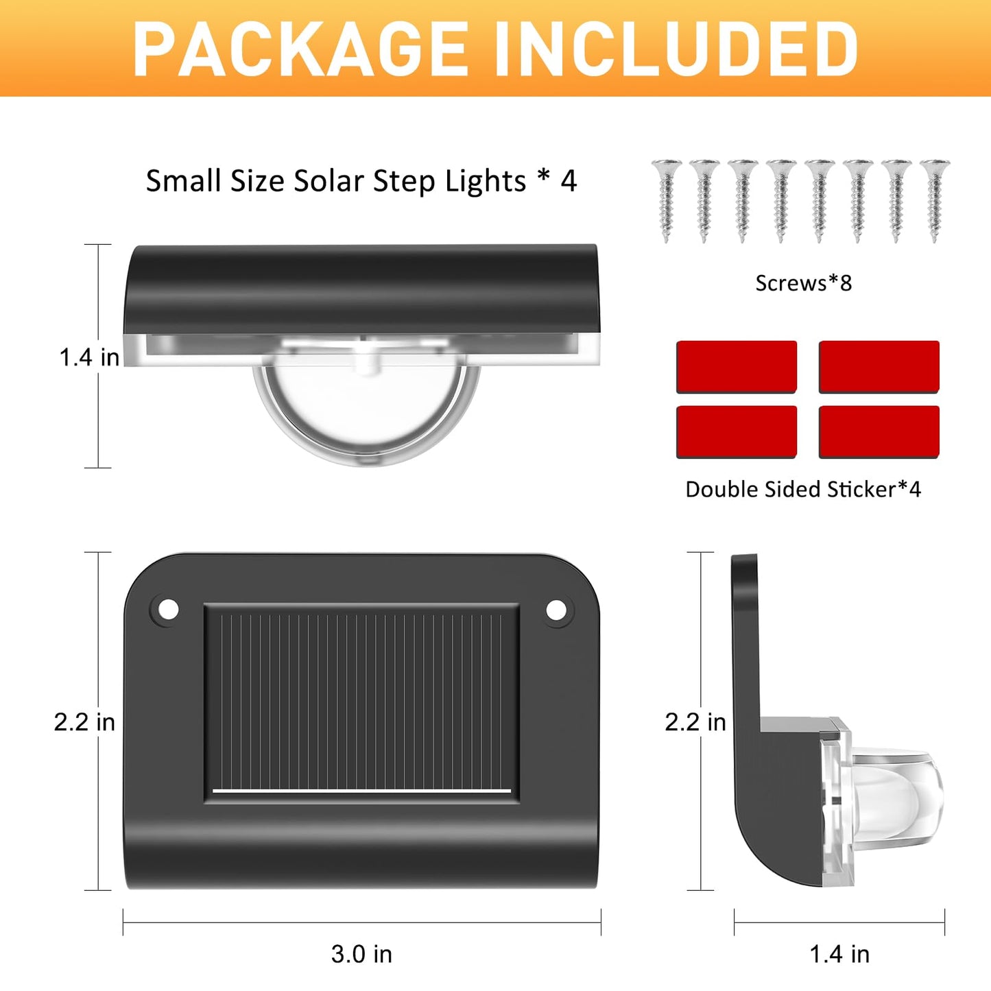 Agotd Solar Step Lights For Outsides  4 Pack Outdoor Stair Lights Solar Powered Deck Lighting For Step  Stair  Porch  Railing  Patio  Yard  Front Door  Sidewalk  Poolside
