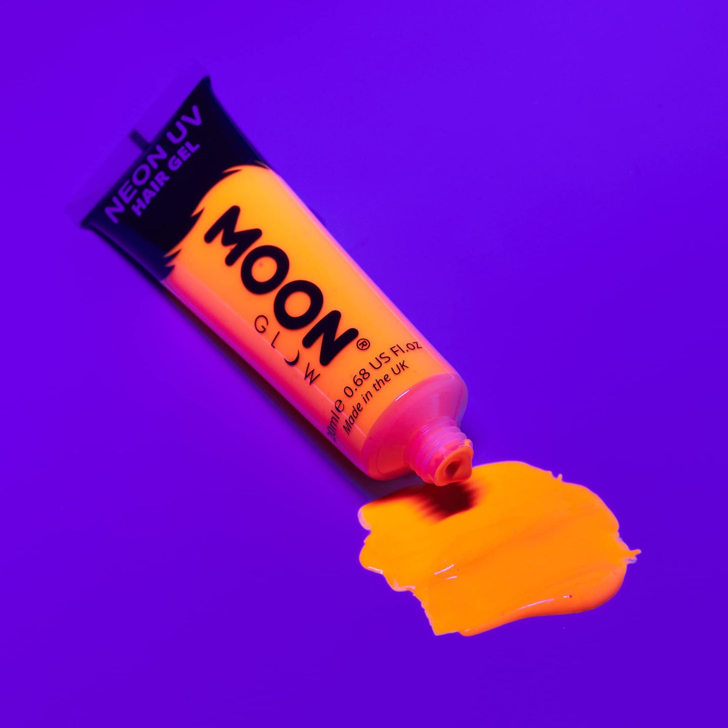 Moon Glow - Blacklight Neon UV Hair Gel - 0.67oz Intense Orange - Temporary wash out hair color - Spike and Glow!