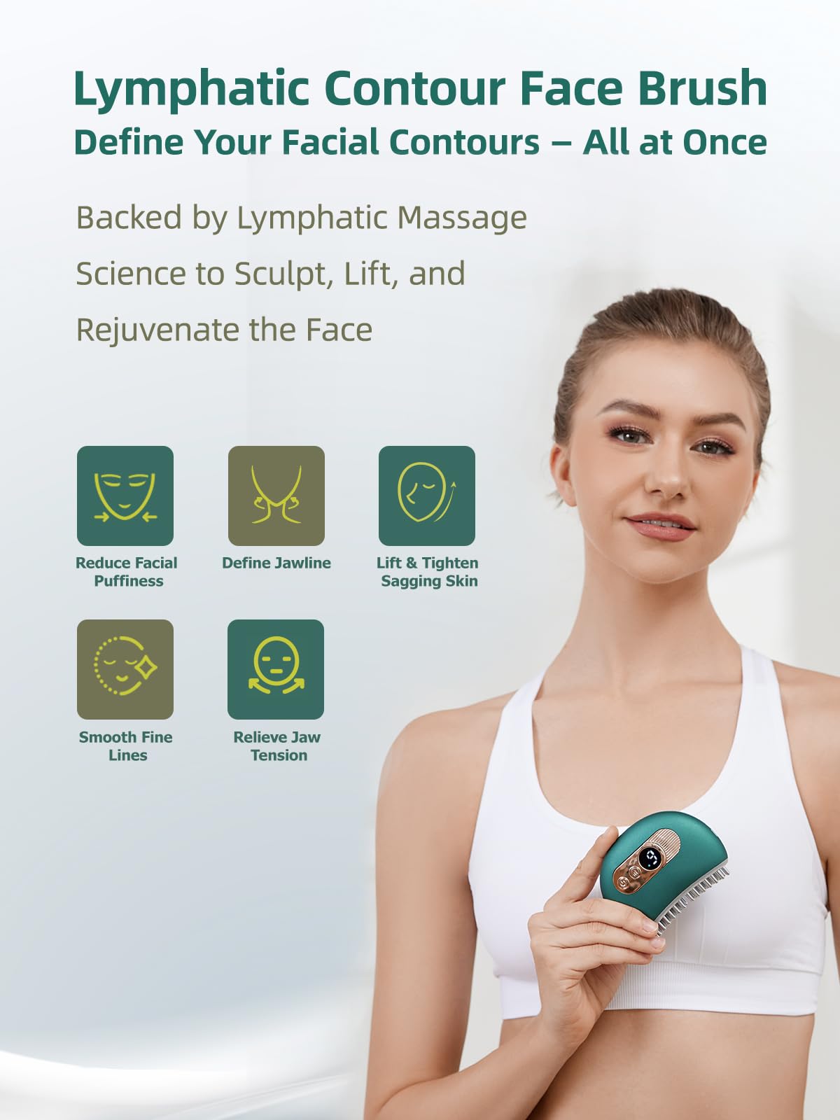 Kinbana Lymphatic Contour Face Brush - Face Massager for Lymphatic Drainage, Double Chin Reducer, and Facial Sculpting - Gentle