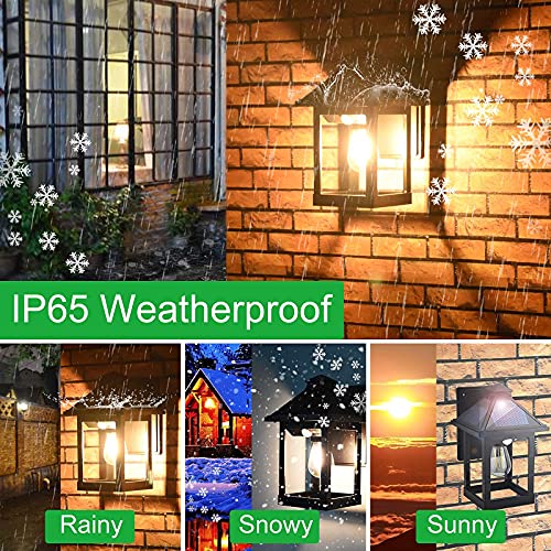 CYHKEE 2 Pack Solar Wall Lanterns Outdoor with 3 Modes, Dusk to Dawn Motion Sensor LED Sconce Lights IP65 Waterproof, Exte...