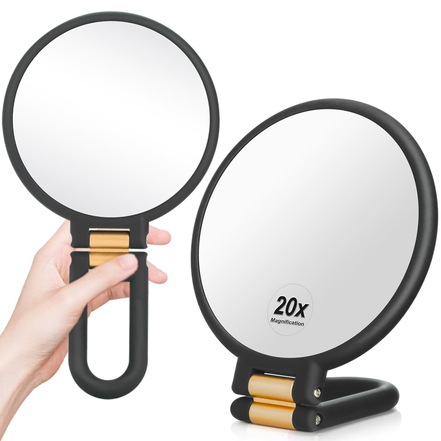 Martvex 1x 20x Magnifying Travel Mirror, Hand Mirror with Handle - Double Side Hand Held Mirror with 1x 20x Magnification & Fold