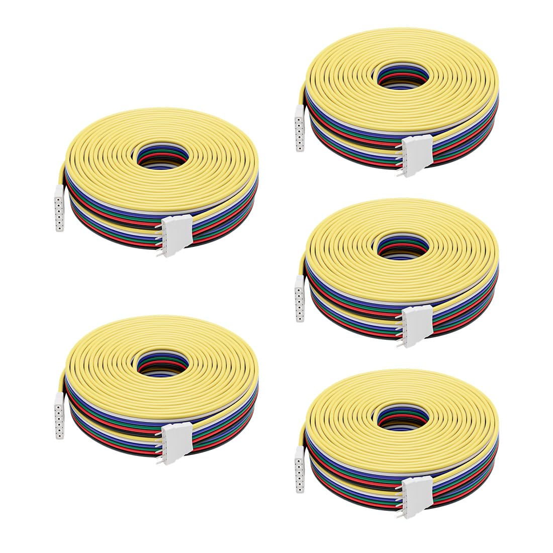 Btf-Lighting 5 Pack 22Awg 6 Pin Jst Male To Female Plug Led Connector 6.56Ft/2M Extension Cable For Fcob Smd Rgbcct Led Strip Lights Solderless Controller Wire
