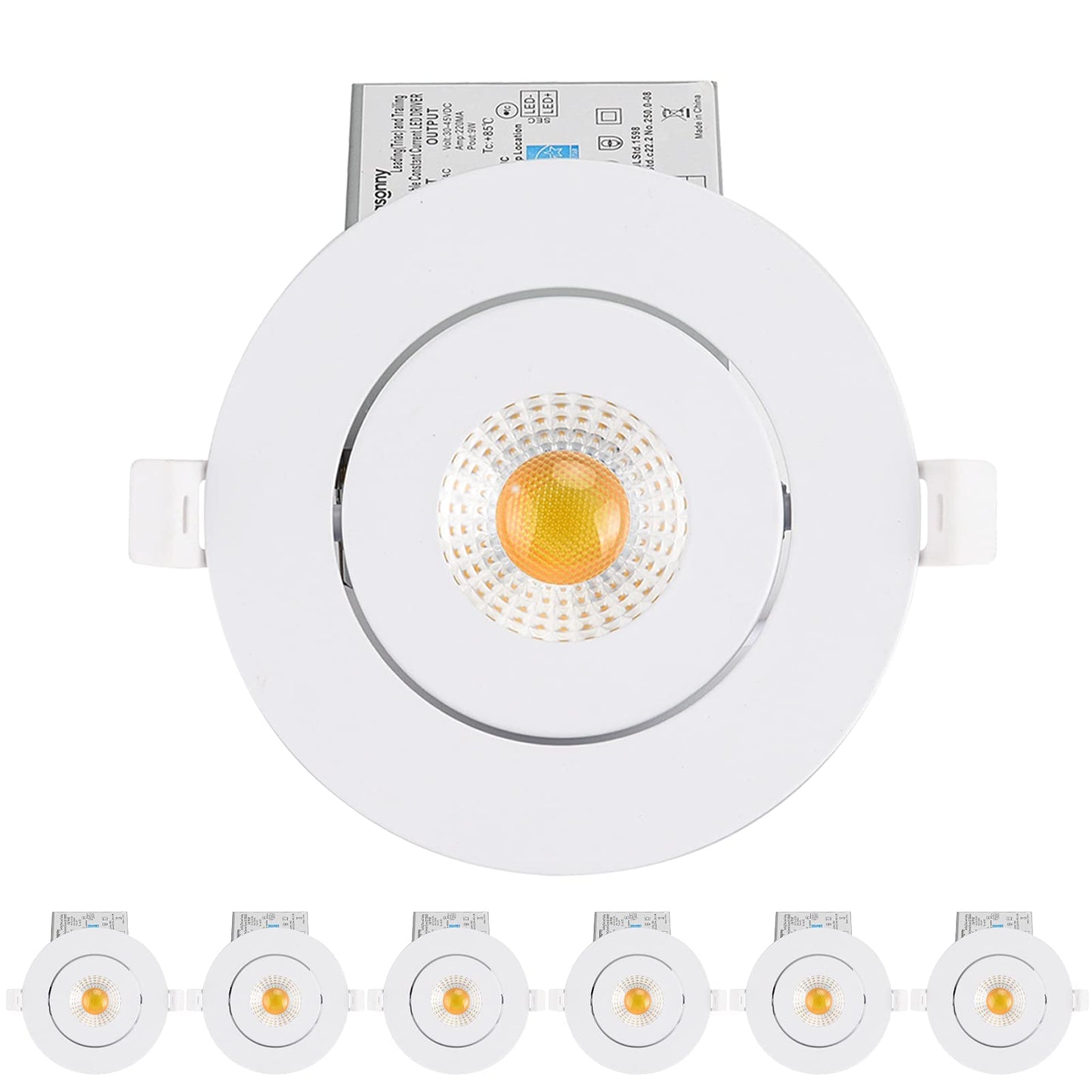 4 Inch Led Recessed lights Ultra-Thin Adjustable Eyeball Gimbal LED Recessed Lighting with Junction Box 9 Watts 750Lm Dimmable c
