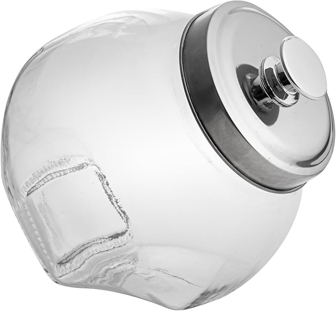 Restaurantware Vetri 0.3 Gallon Penny Jar 1 Durable Candy Jar - With Wide Spout Chrome Lid Clear Glass Cookie Jars For Kitchen Counter Dishwashable