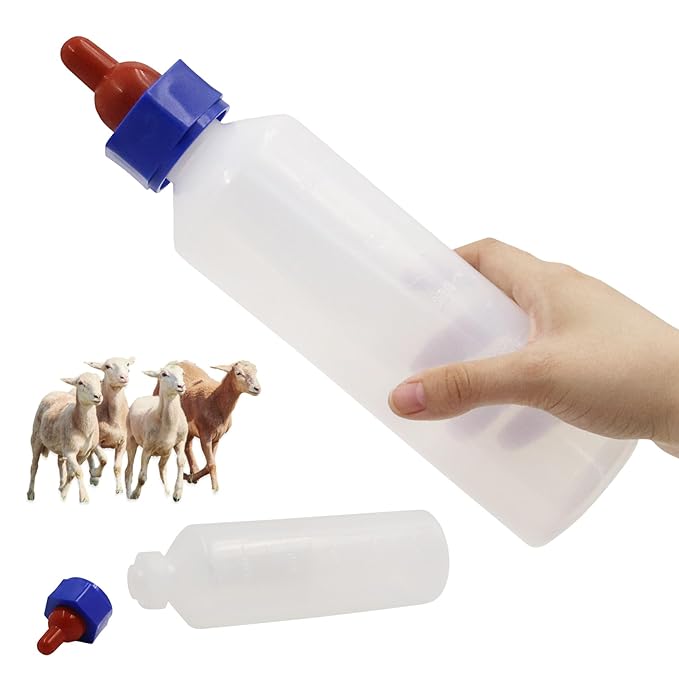 2PCS 500ml Calf Nursing Feeder Bottle with Rubber Nipple Milk Feeder Feeding Bottles,Farm Goat Calf Sheep Milk Feeder Livestock Tools (500ml 2pcs)