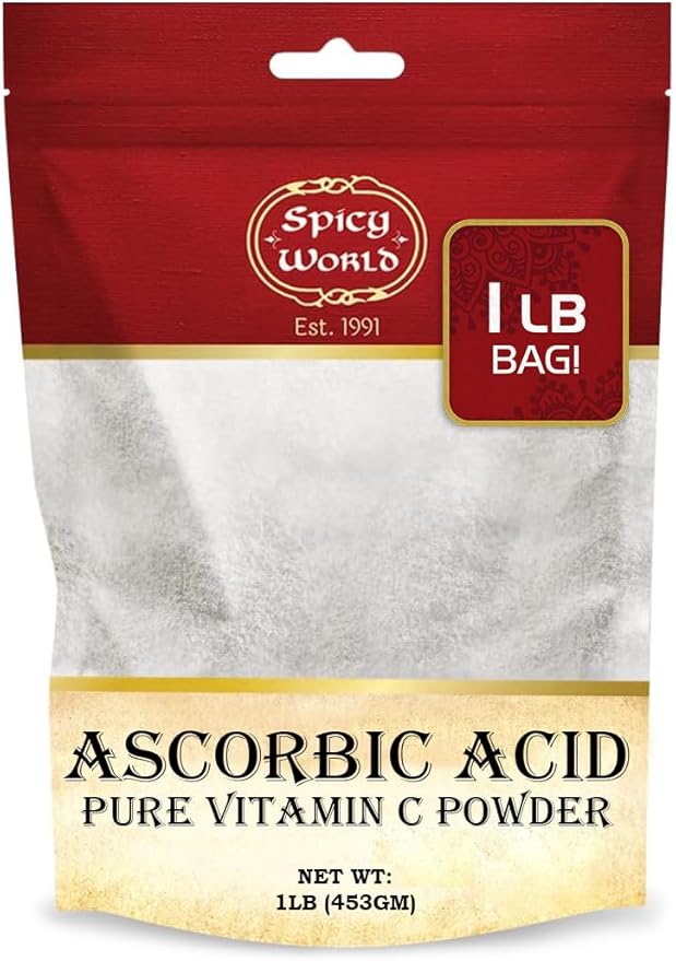 Spicy World Pure Vitamin C Powder - 100% Ascorbic Acid 1 LB - Dietary Supplement, Pure VIT C Powder USP