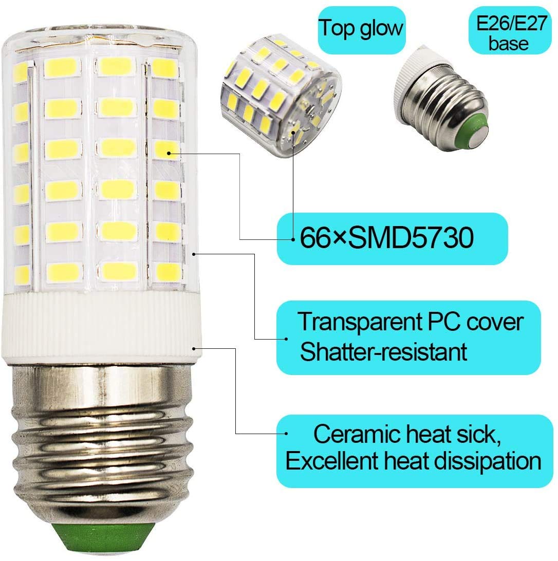 Brolskun E26 Led Refrigerator Light Bulb 7W Cool White 6500K 1000 Lumen Pack Of 2 - Non-Dimmable Ceramic Appliance Bulb