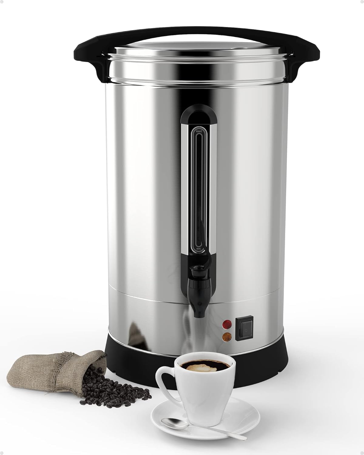 Takywep Coffee Urn 100 Cup, 14L/3.8Gal Commercial Coffee Maker for Party Buffet Wedding, Stainless Steel Large Hot Coffee Dispenser, Hot Beverage Dispenser,Hot Water Urn