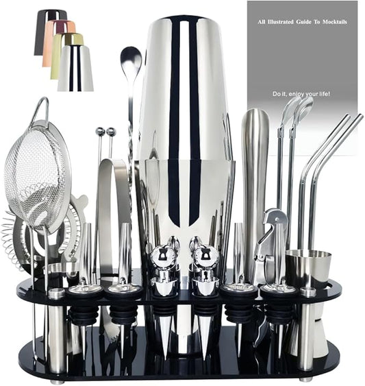 22-Piece Cocktail Shaker Set, 25/20oz Bartender Kit, Bartending Stainless Steel Bar Tools Sets for Drink Mixing, Boston Co...