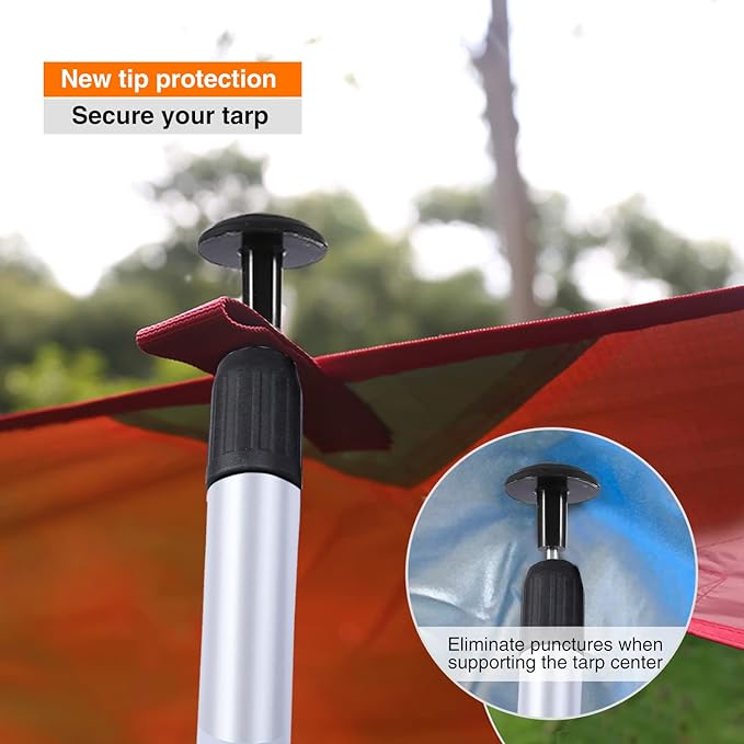 REDCAMP Aluminum Camping Tarp Poles, Set of 4, Adjustable Lightweight Tent Poles for Shelter, Awning